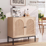 Natural Oak Fluted Sideboard Cabinet – 2-Door Arched Storage