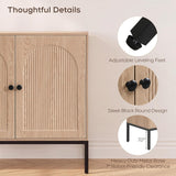 Natural Oak Fluted Sideboard Cabinet – 2-Door Arched Storage
