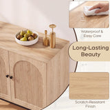 Natural Oak Fluted Sideboard Cabinet – 2-Door Arched Storage