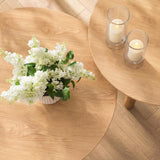 Nesting Coffee Table Set of 2 – Wood Veneer & Faux Marble | Round Mid Century Modern Center Table | Yechen Home