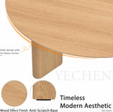 Nesting Coffee Table Set of 2 – Wood Veneer & Faux Marble | Round Mid Century Modern Center Table | Yechen Home