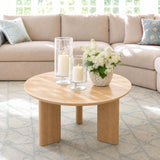 Nesting Coffee Table Set of 2 – Wood Veneer & Faux Marble | Round Mid Century Modern Center Table | Yechen Home