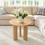 Nesting Coffee Table Set of 2 – Wood Veneer & Faux Marble | Round Mid Century Modern Center Table | Yechen Home