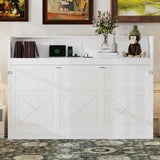 XL Size Murphy Bed with Desk,LED Light and USB Charging Station