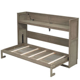 XL Size Murphy Bed with Desk,LED Light and USB Charging Station