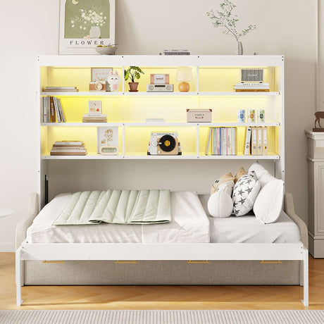 66.5"H Horizontal Murphy Cabinet Bed with Folding Sofa