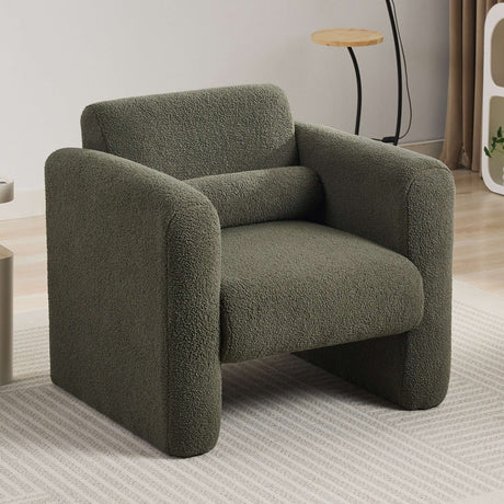 Lambskin Sherpa Fabric Upholstered Arm Reading Lounge Lazy Sofa Seating