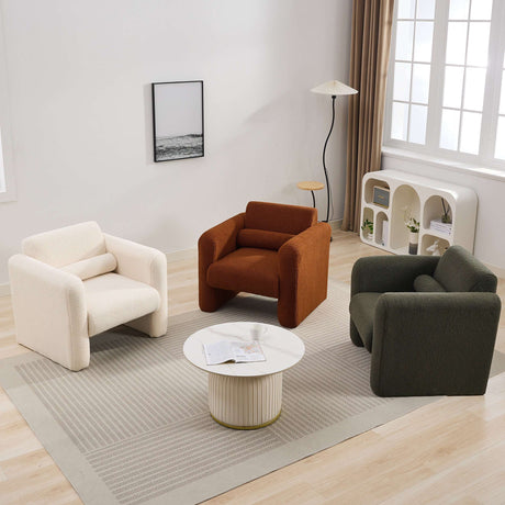Lambskin Sherpa Fabric Upholstered Arm Reading Lounge Lazy Sofa Seating