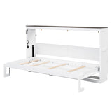 Twin Size Murphy Bed with LED Lights, Foldable Wall Bed Frame