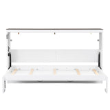 Twin Size Murphy Bed with LED Lights, Foldable Wall Bed Frame