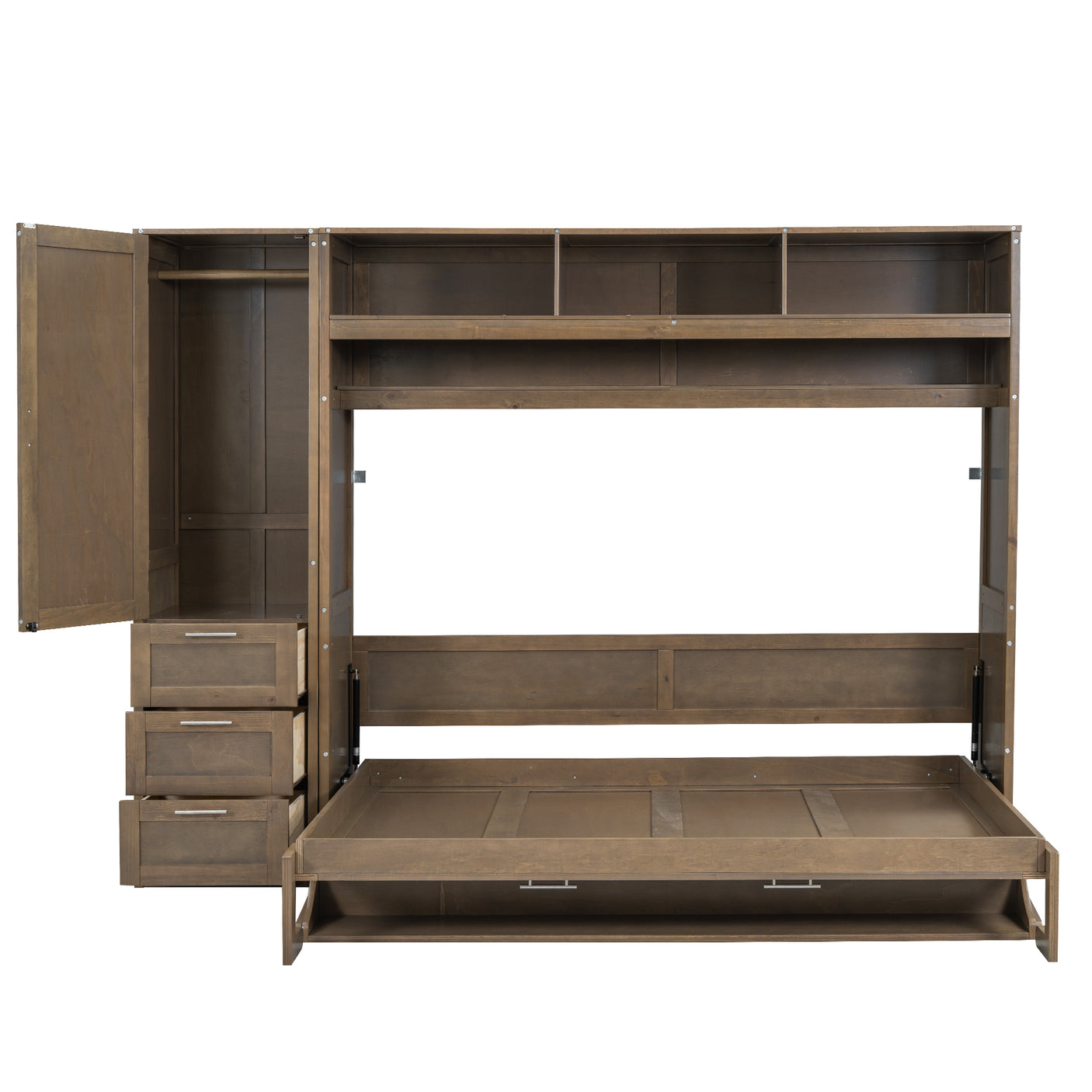 Full Size Murphy Bed, Wooden Full Cabinet Wall Bed with Closet