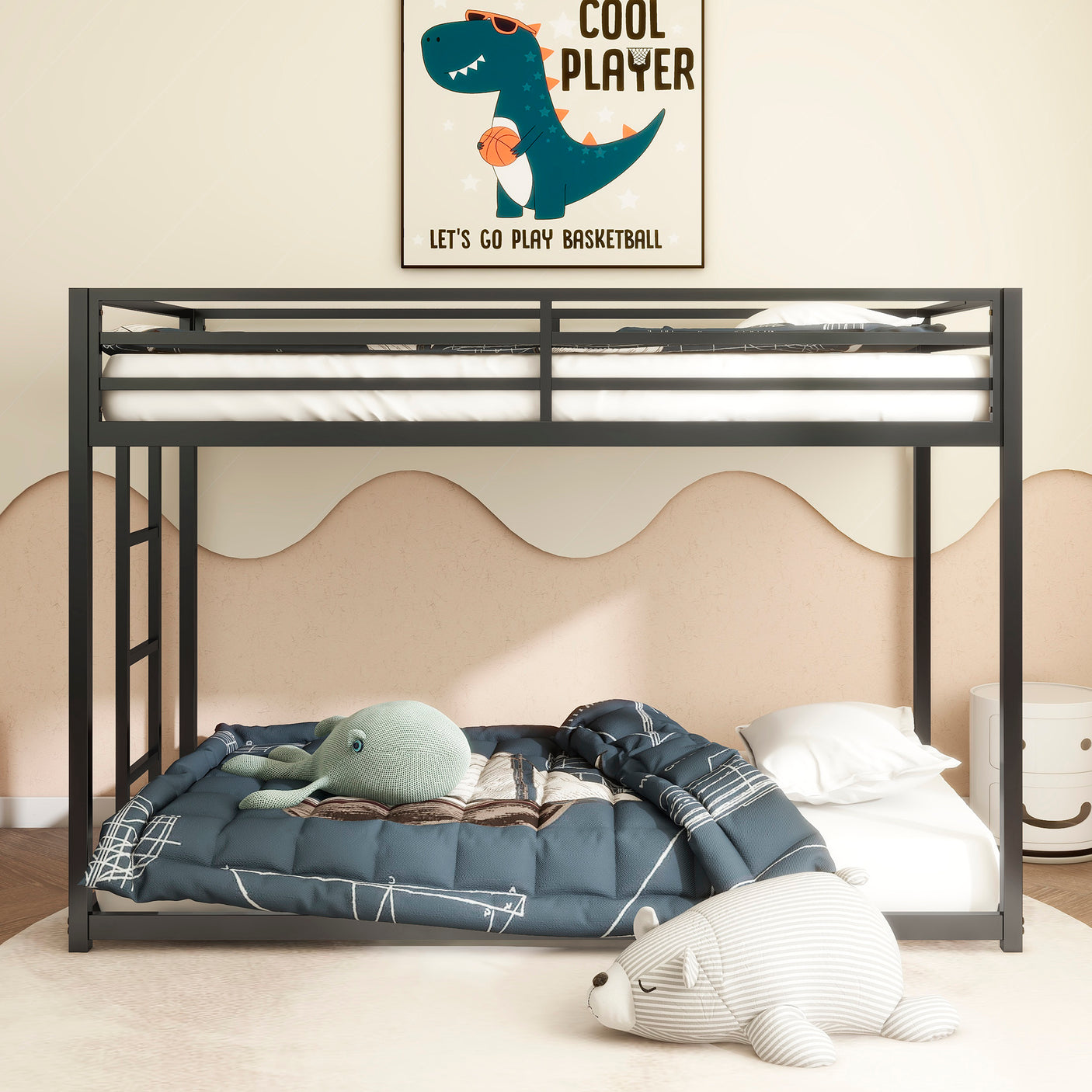 Sturdy Twin over Twin Bunk Bed Metal Black for Kids and Adult