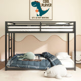 Sturdy Twin over Twin Bunk Bed Metal Black for Kids and Adult