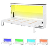 Twin Size Murphy Bed with LED Lights, Foldable Wall Bed Frame