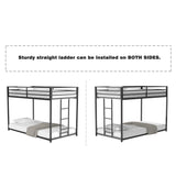 Sturdy Twin over Twin Bunk Bed Metal Black for Kids and Adult