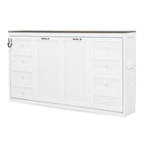 Twin Size Murphy Bed with LED Lights, Foldable Wall Bed Frame