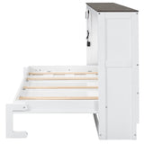 Twin Size Murphy Bed with LED Lights, Foldable Wall Bed Frame