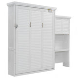 89" Queen Murphy Bed with Closet, Drawers & Shelves - Rattan Wall Bed