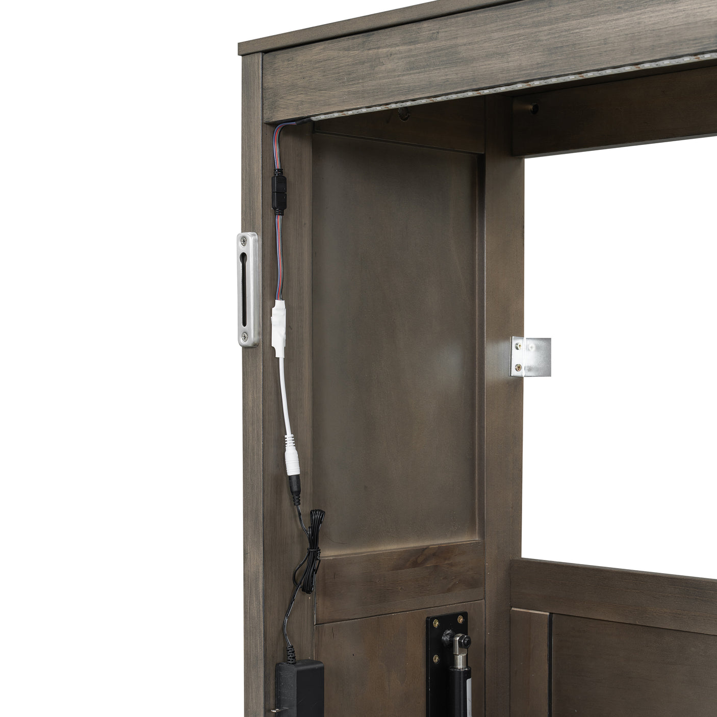 Twin Size Murphy Bed with LED Lights, Foldable Wall Bed Frame