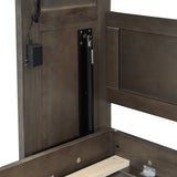 Twin Size Murphy Bed with LED Lights, Foldable Wall Bed Frame