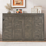 Twin Size Murphy Bed with LED Lights, Foldable Wall Bed Frame