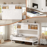 Twin Size Murphy Bed with Charging Station and Drawer