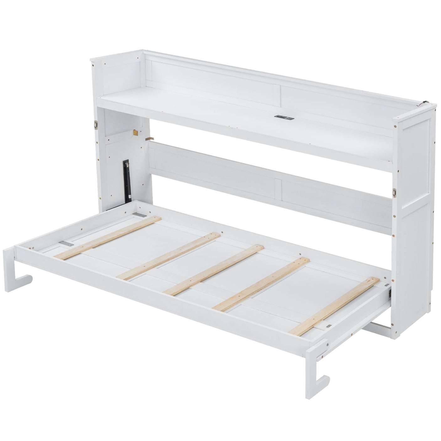 XL Size Murphy Bed with Desk,LED Light and USB Charging Station