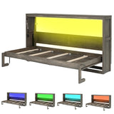 Twin Size Murphy Bed with LED Lights, Foldable Wall Bed Frame