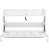 XL Size Murphy Bed with Desk,LED Light and USB Charging Station