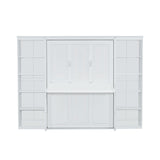 Pine Wood Murphy Bed Frame Full Size with Storage Shelves