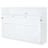 XL Size Murphy Bed with Desk,LED Light and USB Charging Station