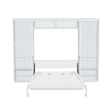 Pine Wood Murphy Bed Frame Full Size with Storage Shelves