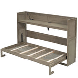 XL Size Murphy Bed with Desk,LED Light and USB Charging Station