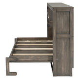 Twin Size Murphy Bed with LED Lights, Foldable Wall Bed Frame