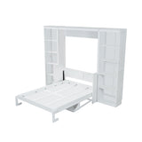Pine Wood Murphy Bed Frame Full Size with Storage Shelves