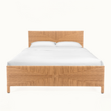 Bohemian Rattan Queen Bed Frame with Headboard and Footboard