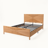 Bohemian Rattan Queen Bed Frame with Headboard and Footboard