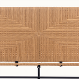 Bohemian Rattan Queen Bed Frame with Headboard and Footboard