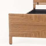 Bohemian Rattan Queen Bed Frame with Headboard and Footboard