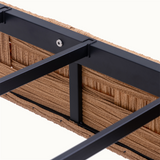 Bohemian Rattan Queen Bed Frame with Headboard and Footboard