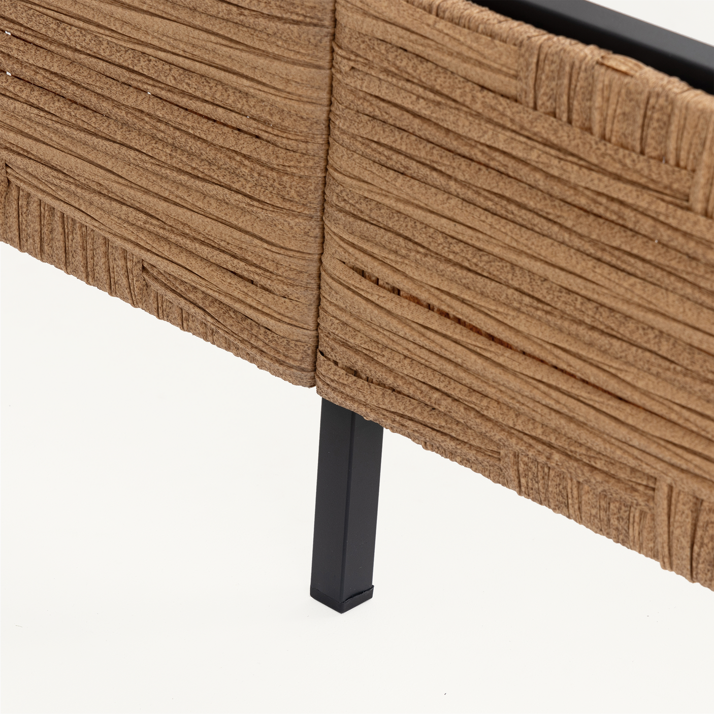 Bohemian Rattan Queen Bed Frame with Headboard and Footboard