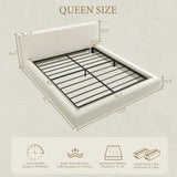 Cloud Bed Frame | Ribbed Chenille Upholstered Bed | 5.9" Padded Headboard – Queen & King