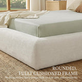 Cloud Bed Frame | Ribbed Chenille Upholstered Bed | 5.9" Padded Headboard – Queen & King