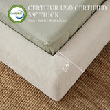 Cloud Bed Frame | Ribbed Chenille Upholstered Bed | 5.9" Padded Headboard – Queen & King