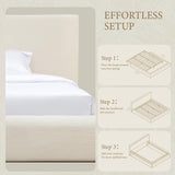 Cloud Bed Frame | Ribbed Chenille Upholstered Bed | 5.9" Padded Headboard – Queen & King