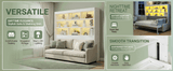 66.5"H Horizontal Murphy Cabinet Bed with Folding Sofa