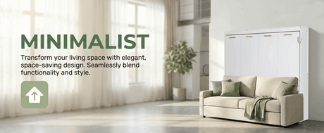 66.5"H Horizontal Murphy Cabinet Bed with Folding Sofa
