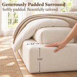 Yechen Cloud Bed Frame, Curved Button-Tufted Headboard, Soft Chenille Upholstered Platform Bed