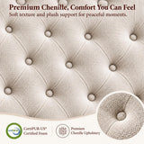 Yechen Cloud Bed Frame, Curved Button-Tufted Headboard, Soft Chenille Upholstered Platform Bed