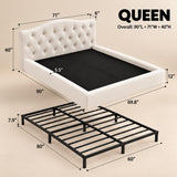Yechen Cloud Bed Frame, Curved Button-Tufted Headboard, Soft Chenille Upholstered Platform Bed